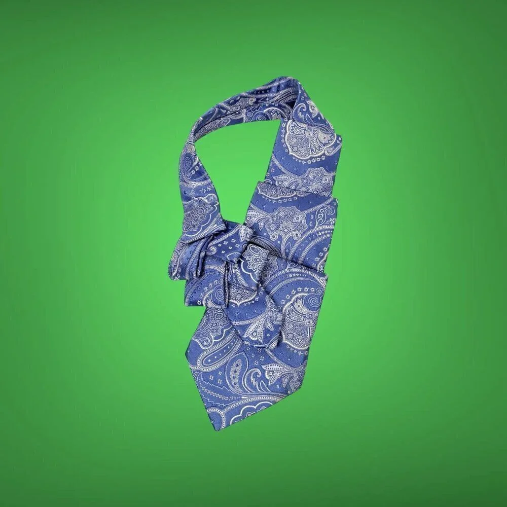 Ogsplosh Blue Paisley Unisex Ascot Scarf Handcrafted From Repurposed Necktie NEW